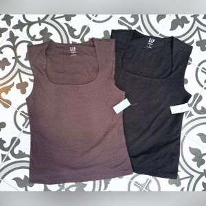 GAP Sleeveless Tank Tops Black & chocolate brown | Soft Stretch | NWT